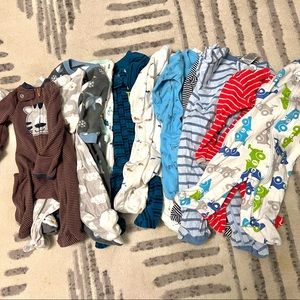Lot of 11 newborn boy sleepers